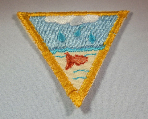 Water Everywhere, Retired Brownie Girl Scout Try-It Badge, Yellow Border