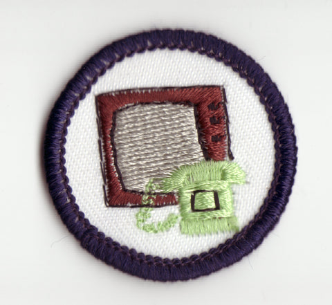 Communication, Retired WTE Junior Girl Scout Badge, Navy Border