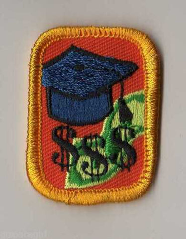 Cashin' In, Retired Studio 2B Cadette Girl Scout Interest Project Patch (IPP) Badge