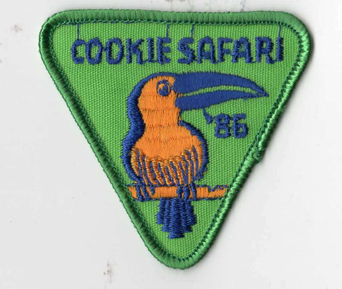 1986, Cookie Safari, Toucan, Participation Patch, Girl Scout Cookie Sale Patch