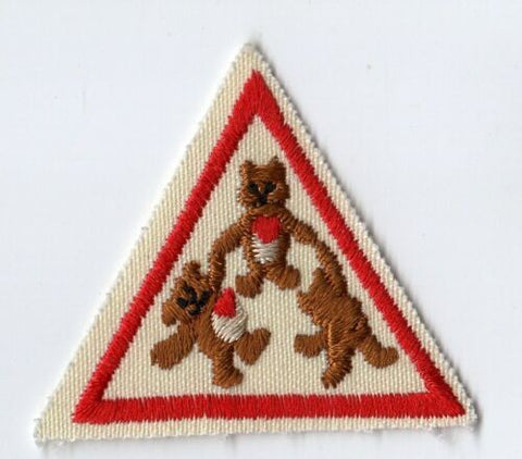 Caring & Sharing, Retired Brownie Girl Scout Try-It Badge, Red Border