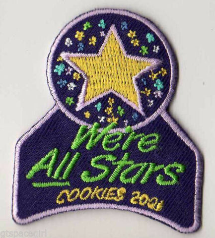 2001, We are all Stars, Participation Patch, Girl Scout Cookie Sale Patch
