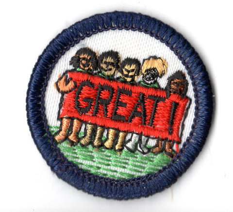 Girls are Great, Retired WTE Junior Girl Scout Badge, Navy Border